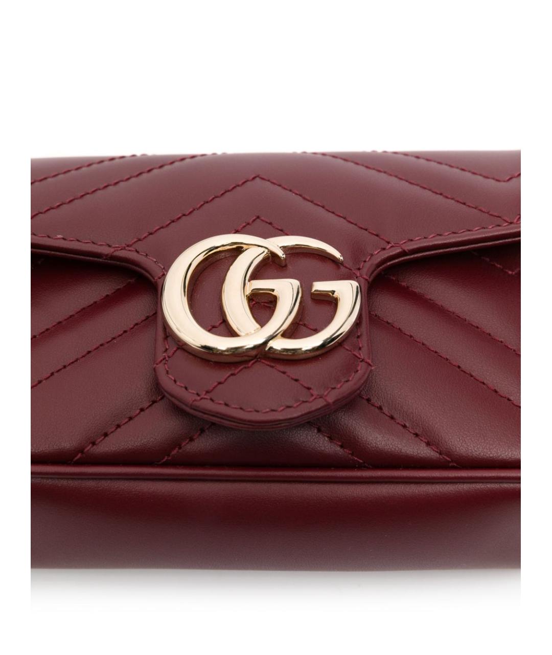 GUCCI Бордовая кожаная сумка через плечо, фото 5