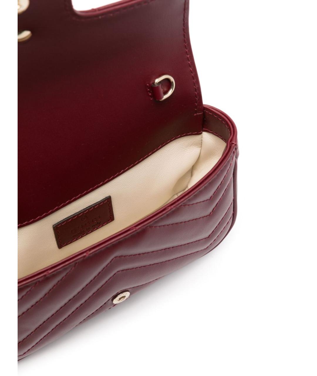 GUCCI Бордовая кожаная сумка через плечо, фото 4