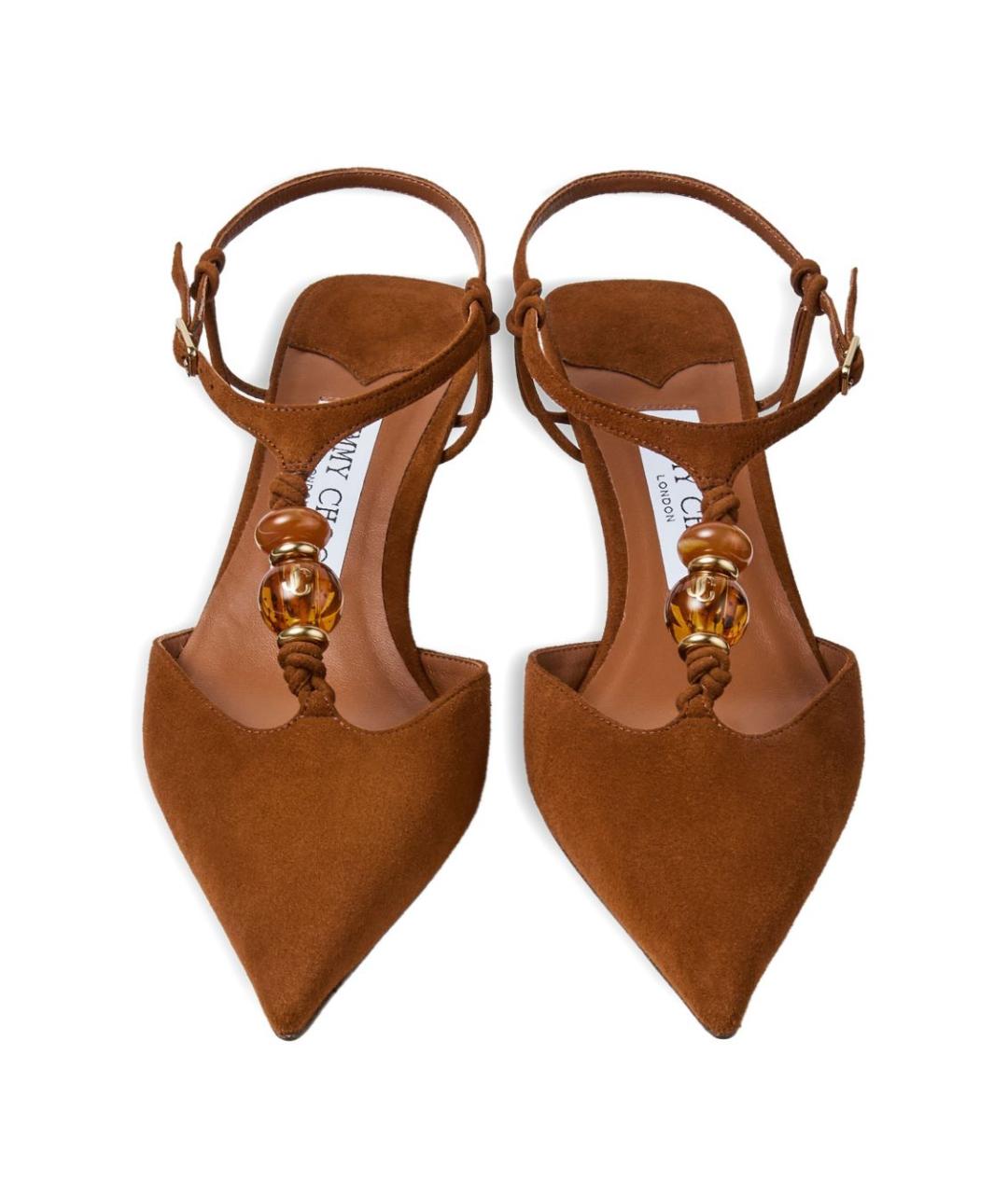 JIMMY CHOO Коричневые замшевые туфли, фото 4
