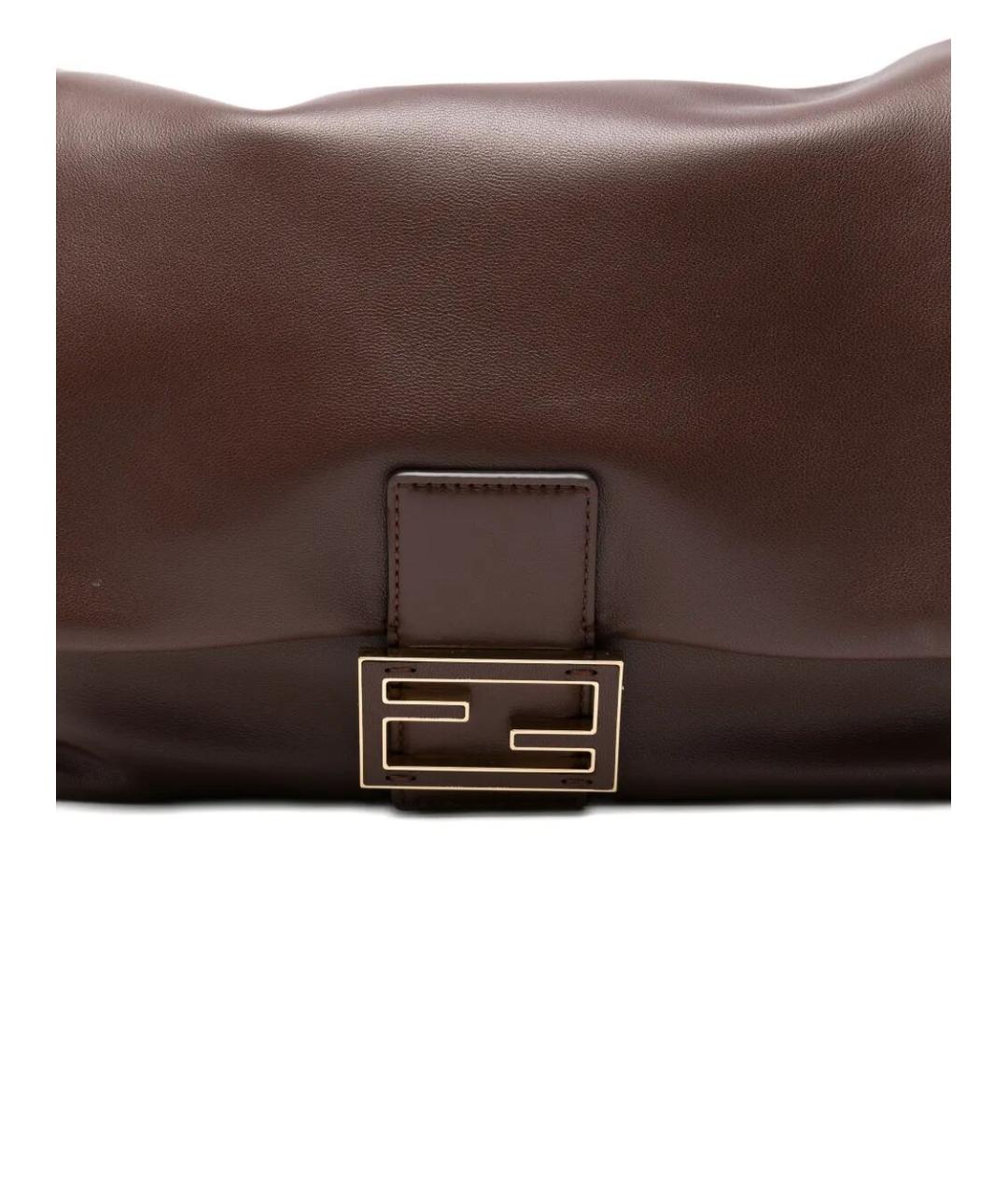 FENDI Коричневая кожаная сумка через плечо, фото 4