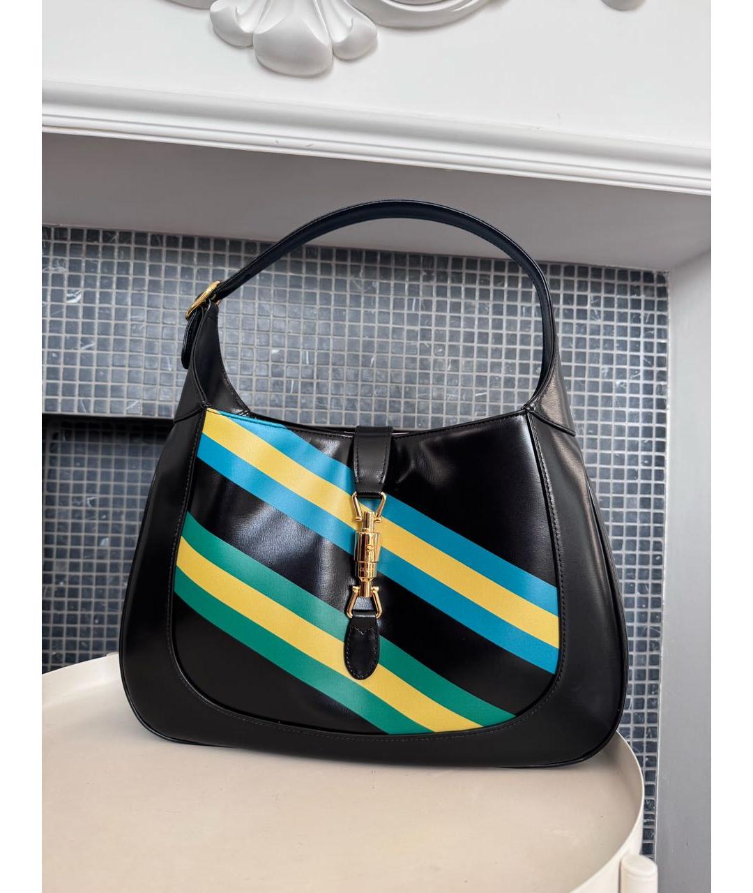 GUCCI Черная кожаная сумка с короткими ручками, фото 9