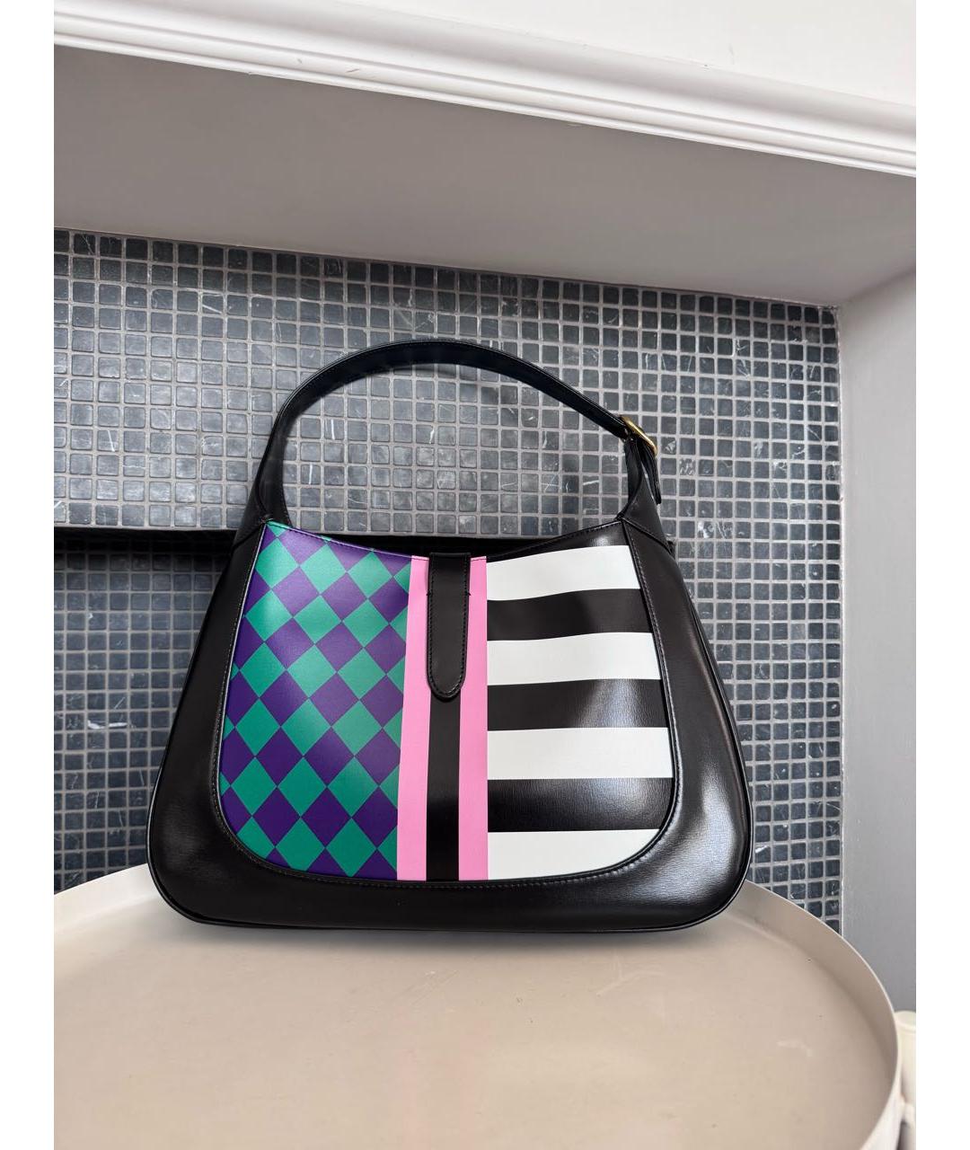 GUCCI Черная кожаная сумка с короткими ручками, фото 3