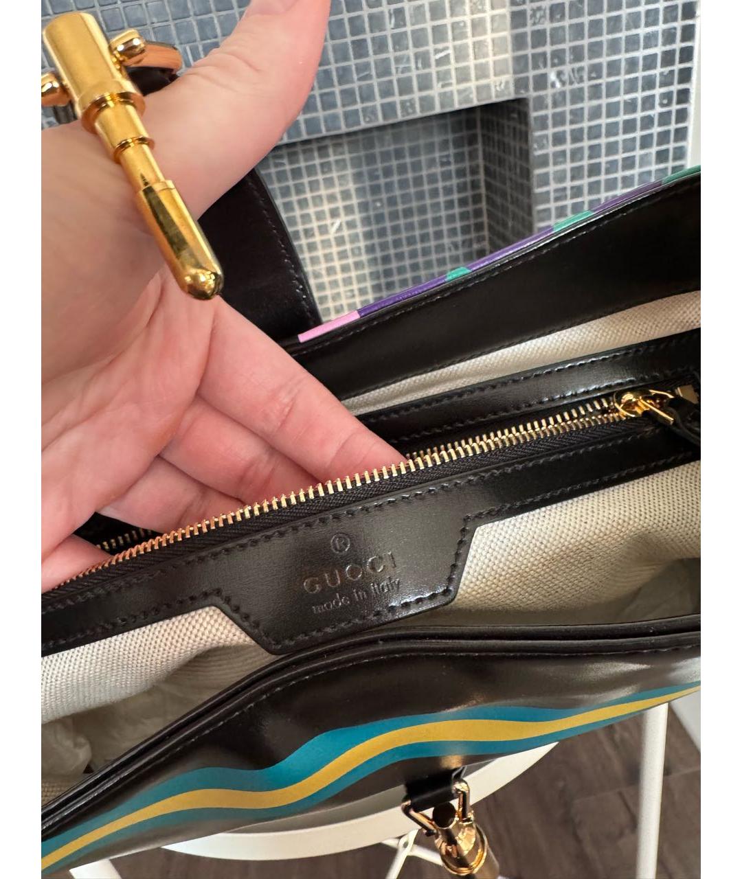 GUCCI Черная кожаная сумка с короткими ручками, фото 8