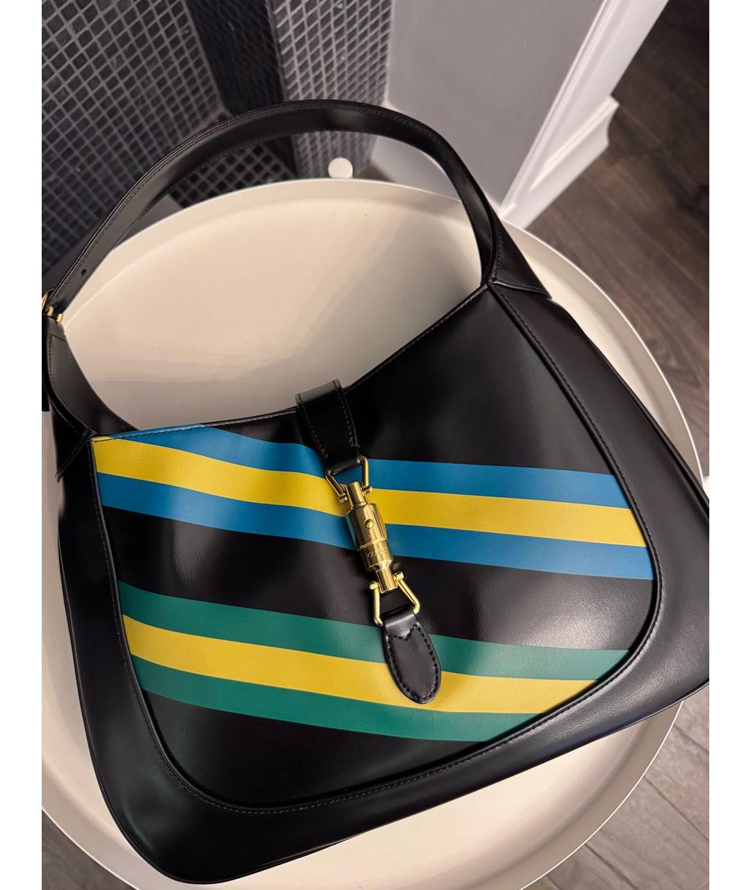 GUCCI Черная кожаная сумка с короткими ручками, фото 4