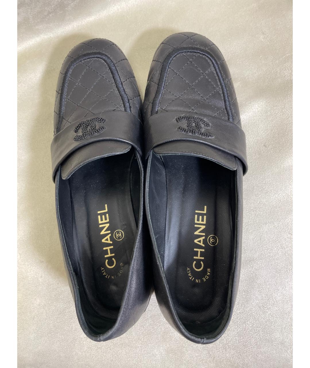 CHANEL Черные кожаные лоферы, фото 3