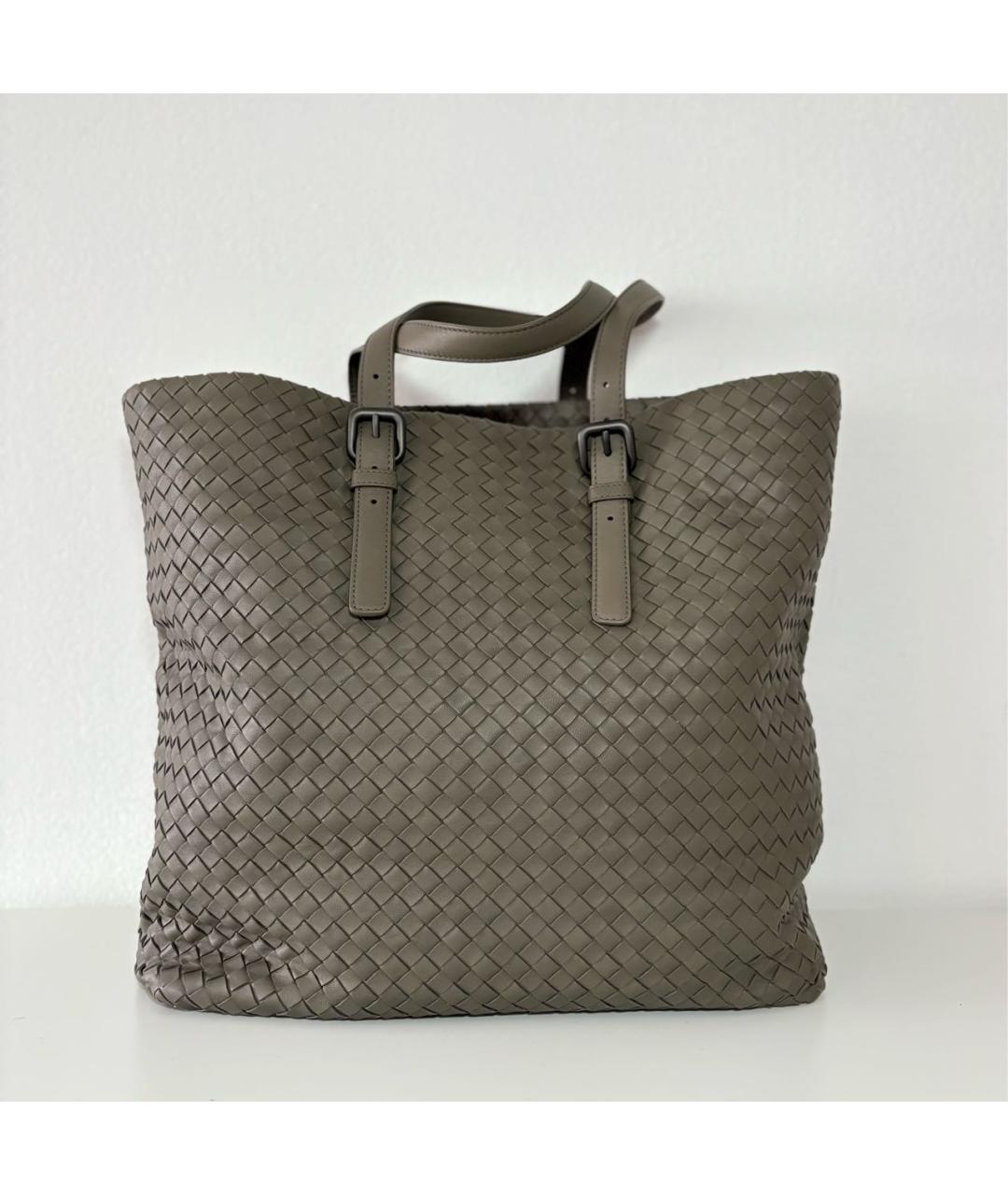 BOTTEGA VENETA Серая кожаная сумка тоут, фото 8