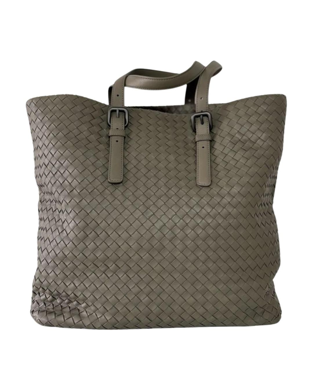 BOTTEGA VENETA Серая кожаная сумка тоут, фото 1