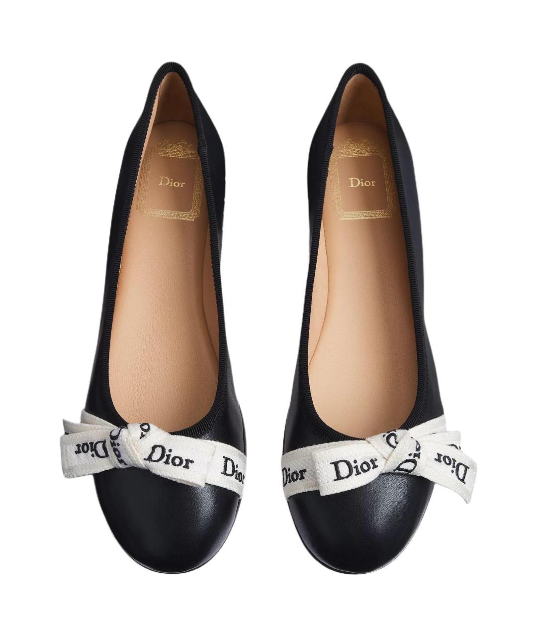 CHRISTIAN DIOR Черные кожаные балетки, фото 3