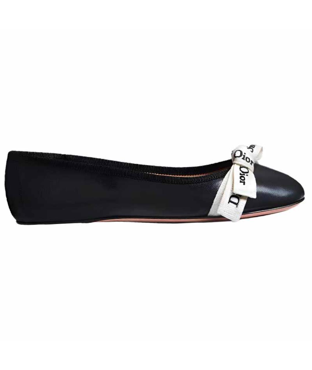 CHRISTIAN DIOR Черные кожаные балетки, фото 1