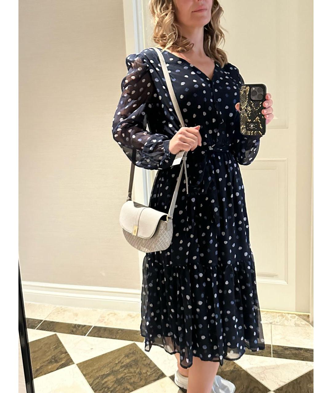 DKNY Темно-синее шифоновое повседневное платье, фото 2