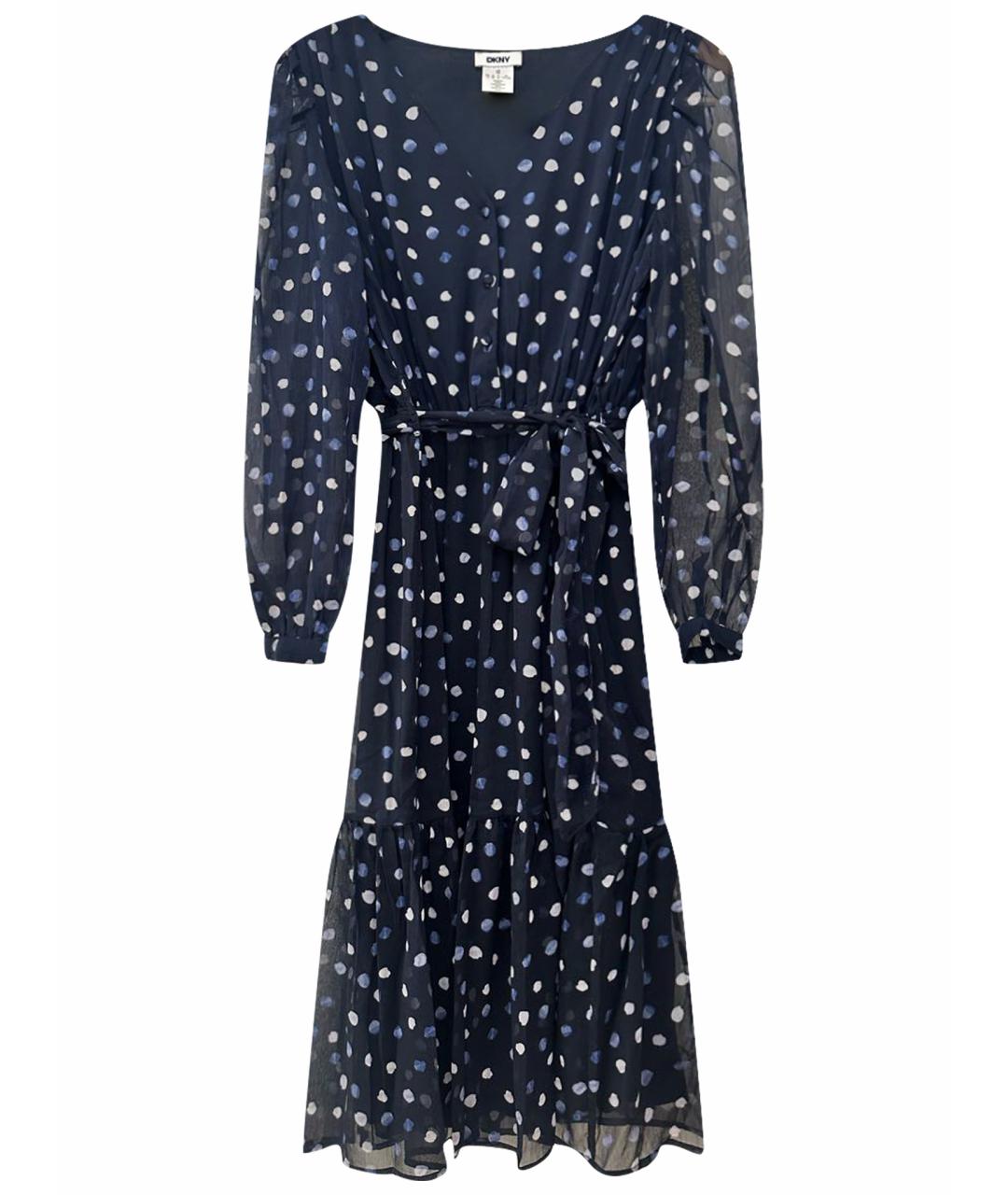 DKNY Темно-синее шифоновое повседневное платье, фото 1
