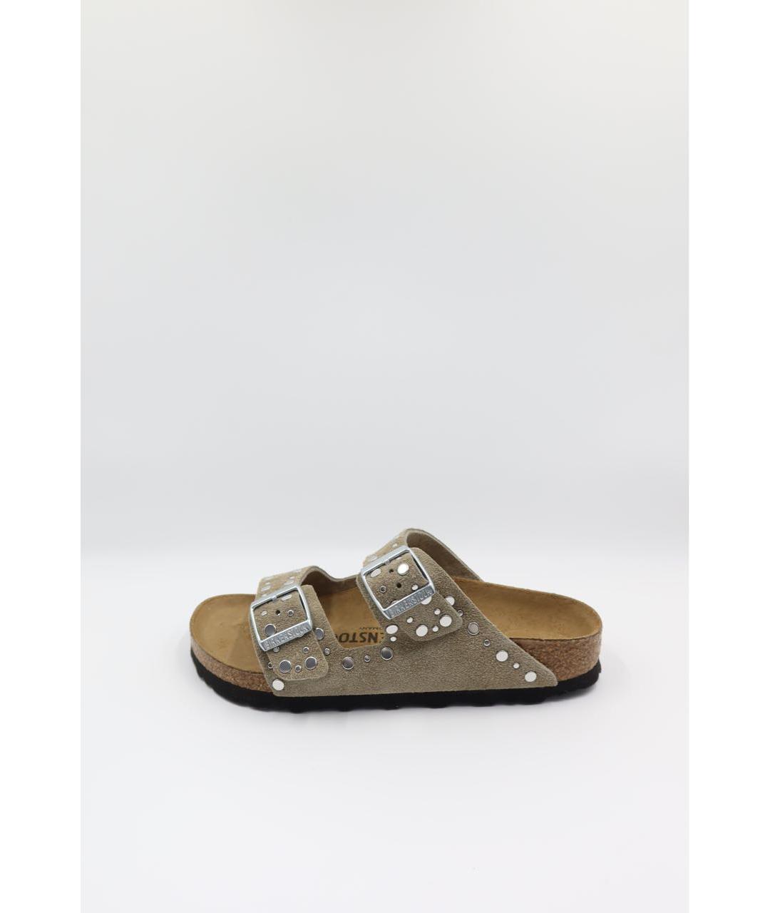 BIRKENSTOCK Бежевые замшевые сандалии, фото 6