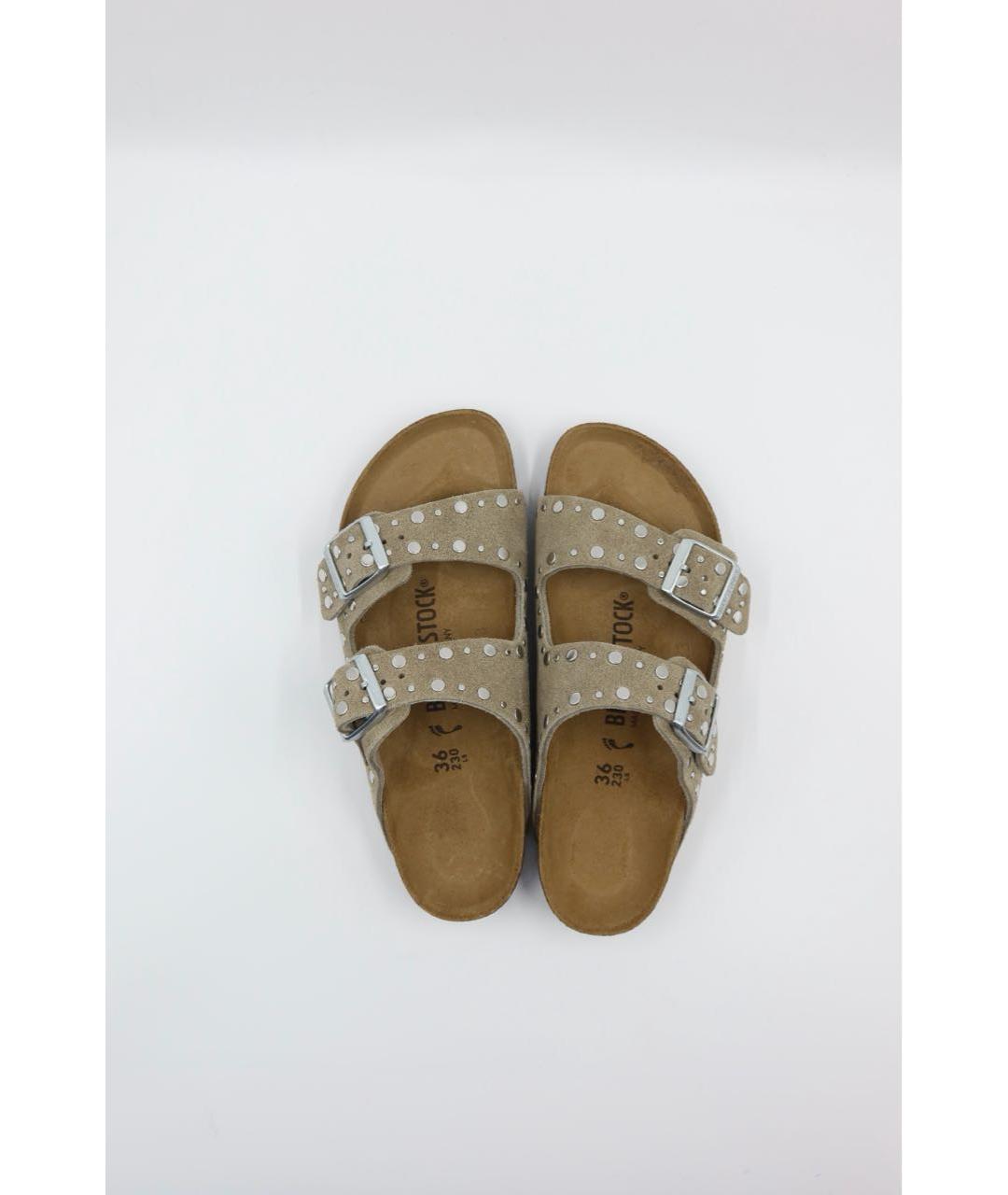 BIRKENSTOCK Бежевые замшевые сандалии, фото 5