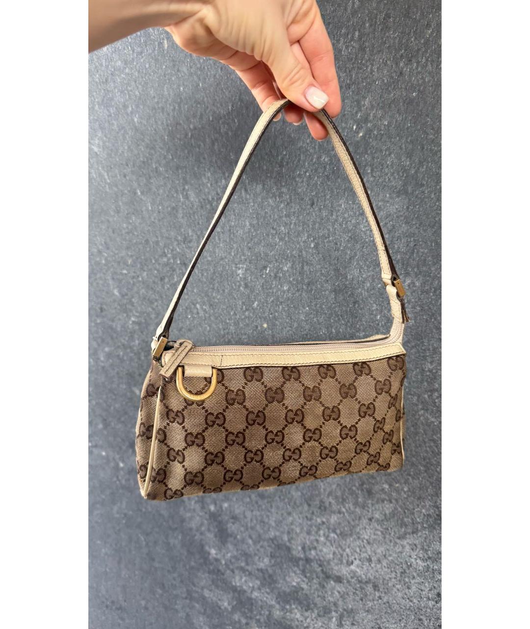 GUCCI Бежевая кожаная сумка с короткими ручками, фото 3