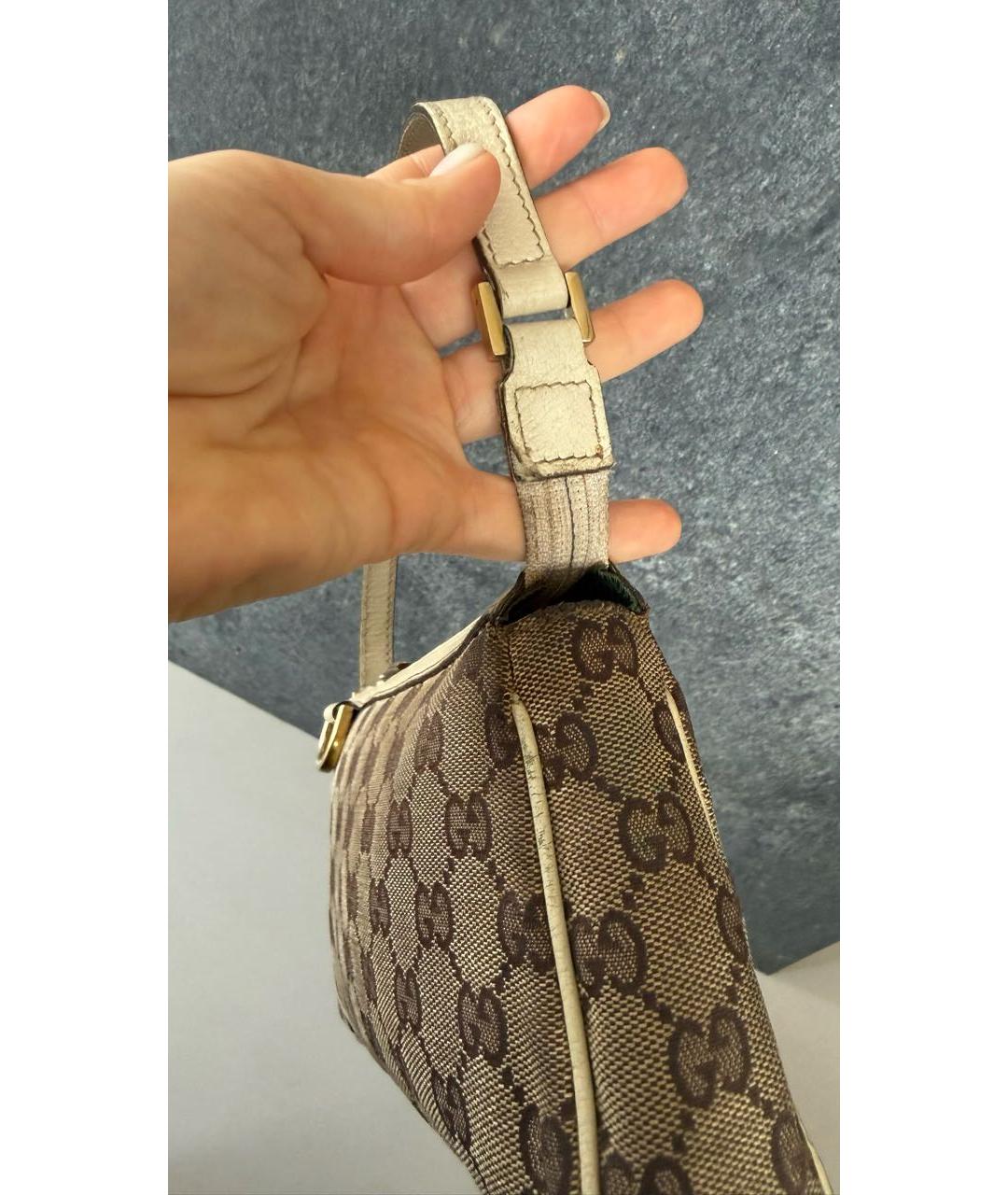 GUCCI Бежевая кожаная сумка с короткими ручками, фото 6