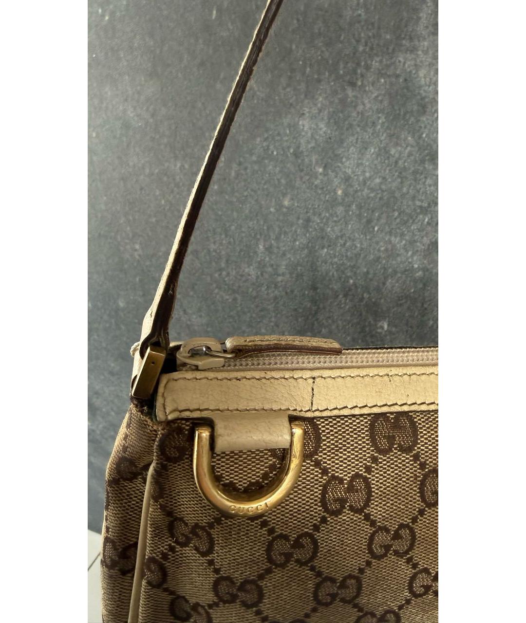 GUCCI Бежевая кожаная сумка с короткими ручками, фото 5