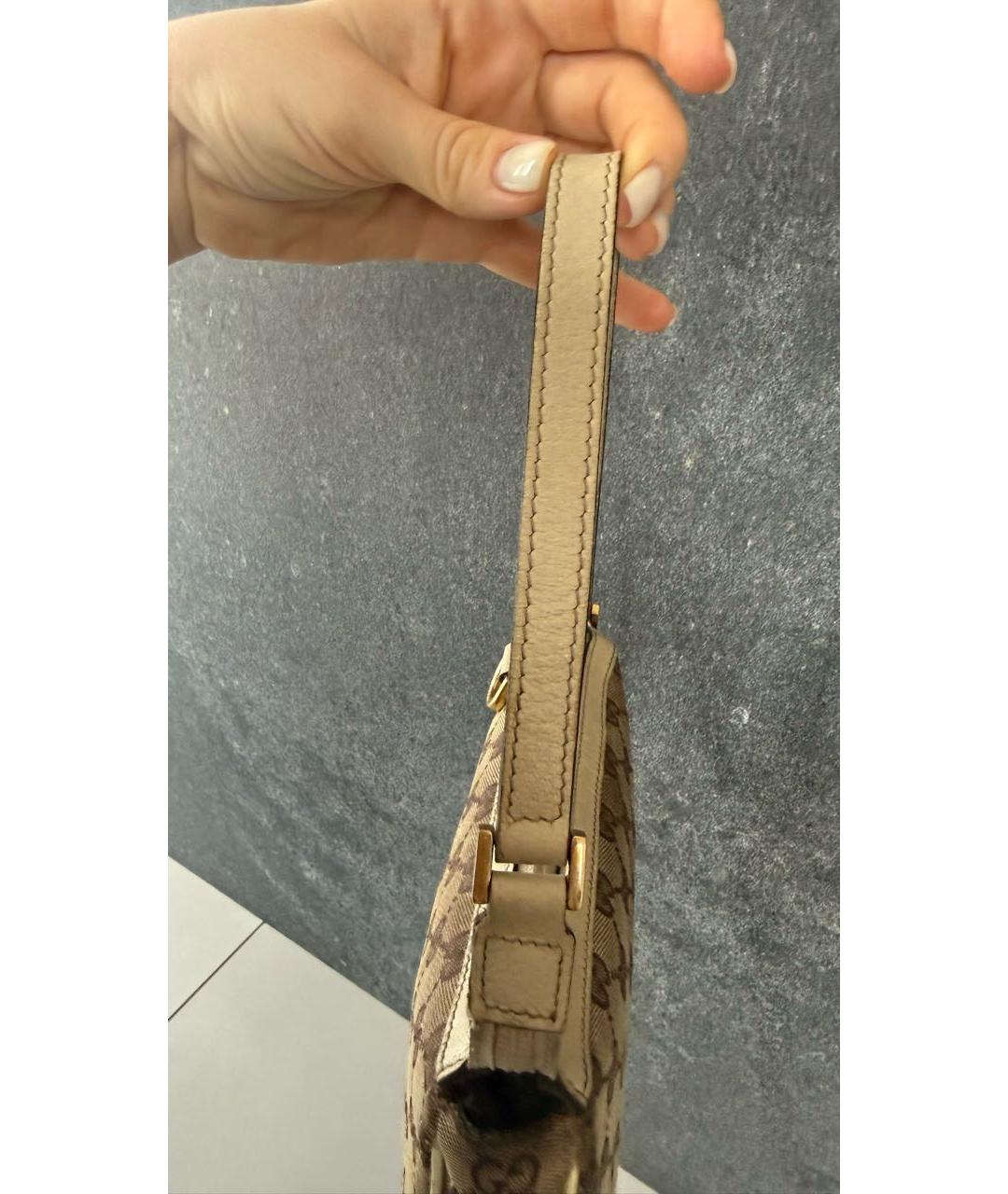 GUCCI Бежевая кожаная сумка с короткими ручками, фото 7
