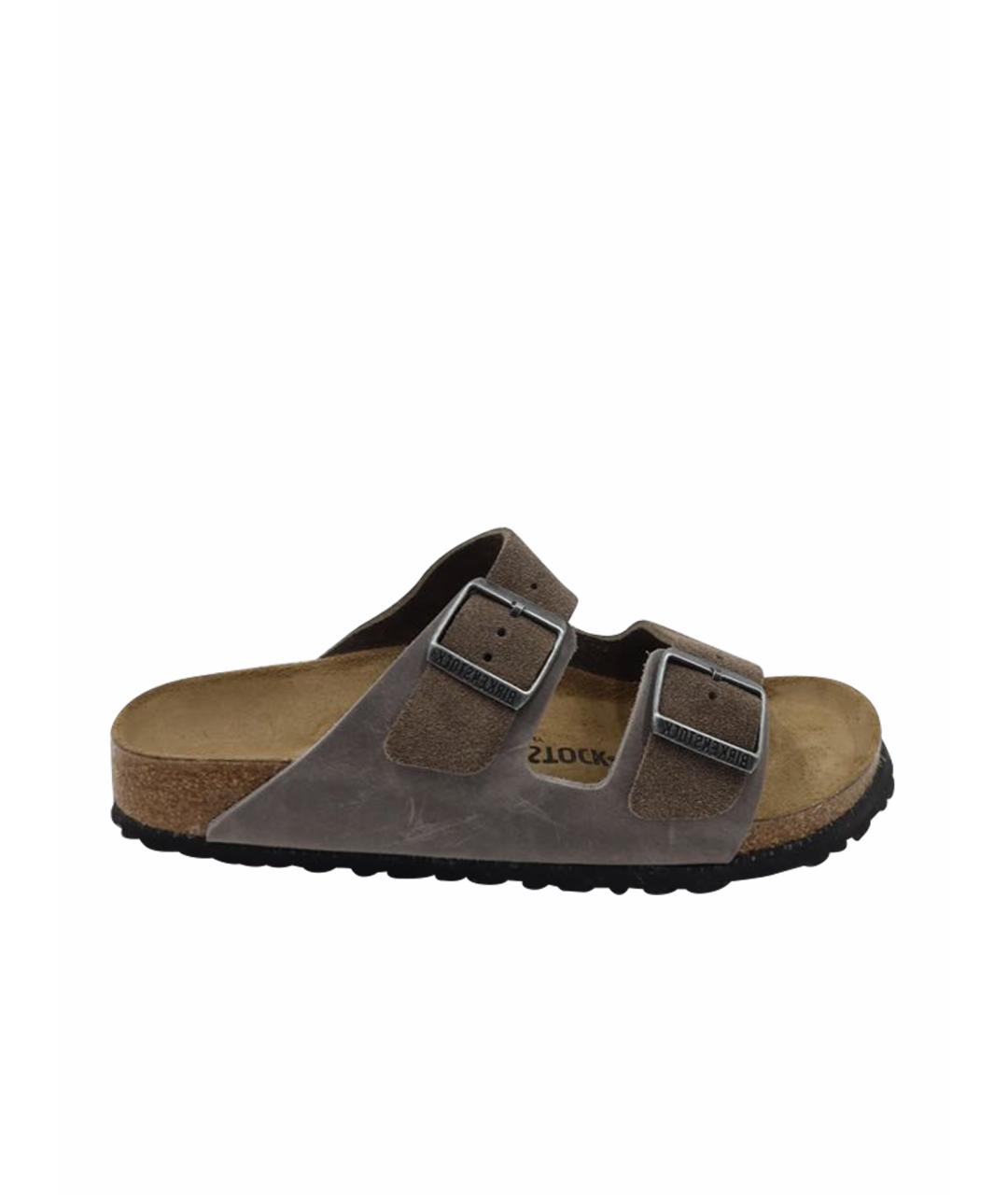 BIRKENSTOCK Серые кожаные сандалии, фото 1
