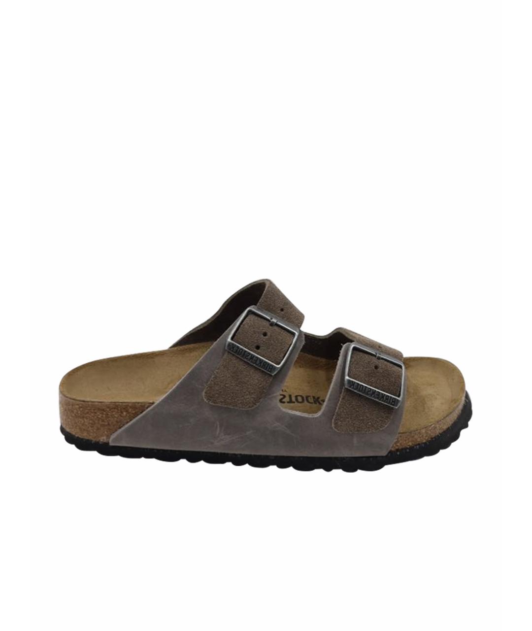 BIRKENSTOCK Серые кожаные сандалии, фото 1