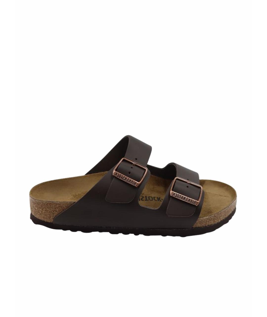 BIRKENSTOCK Коричневые кожаные сандалии, фото 1