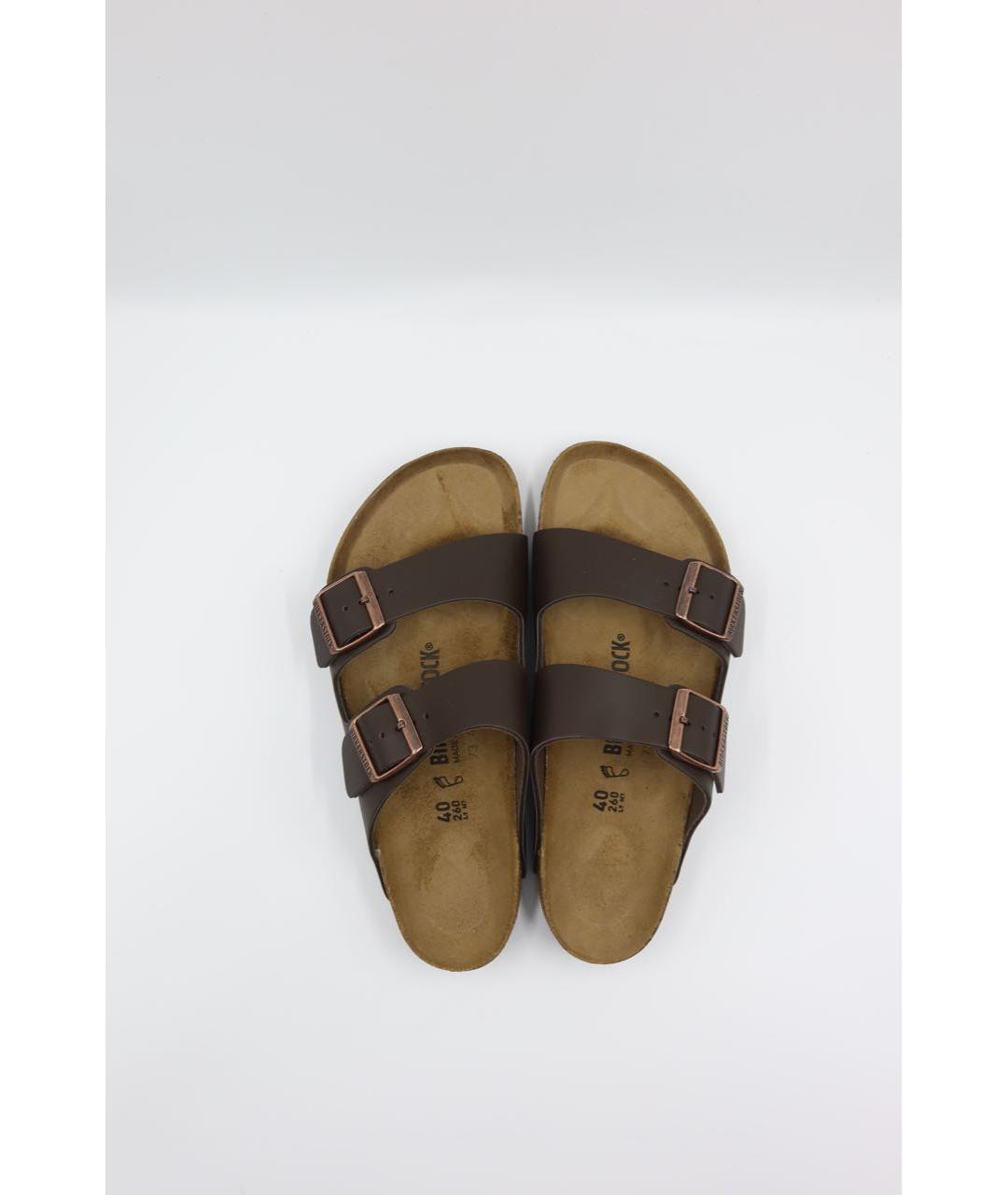 BIRKENSTOCK Коричневые кожаные сандалии, фото 5