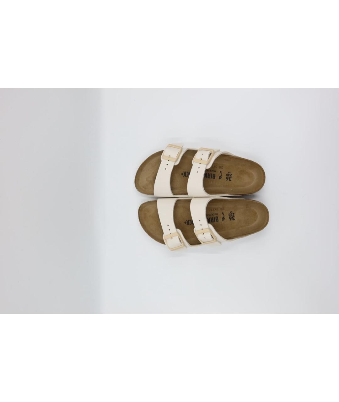 BIRKENSTOCK Белые кожаные сандалии, фото 5