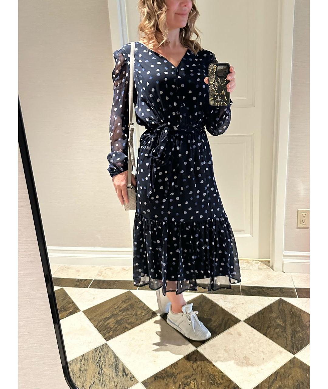 DKNY Темно-синее шифоновое повседневное платье, фото 2