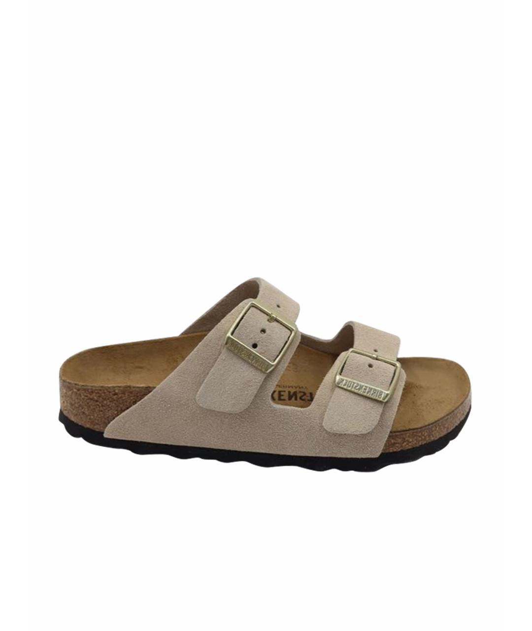 BIRKENSTOCK Бежевые замшевые сандалии, фото 1