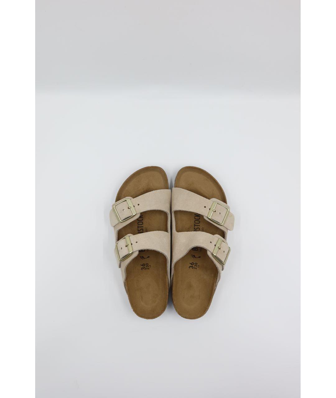 BIRKENSTOCK Бежевые замшевые сандалии, фото 5