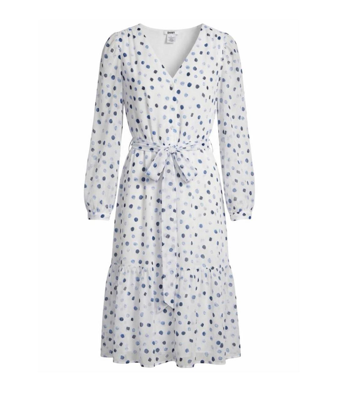 DKNY Белое шифоновое повседневное платье, фото 9