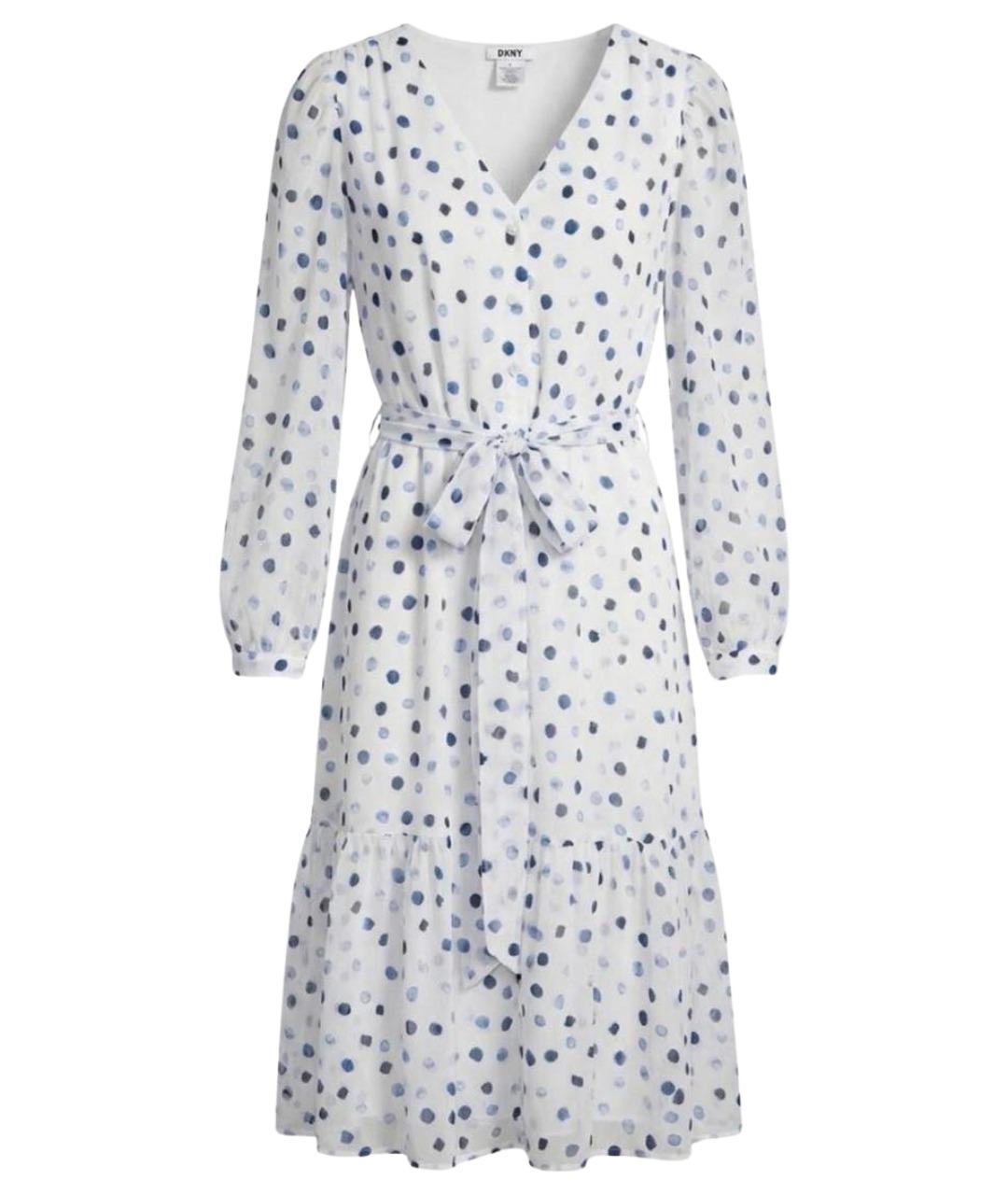 DKNY Белое шифоновое повседневное платье, фото 1