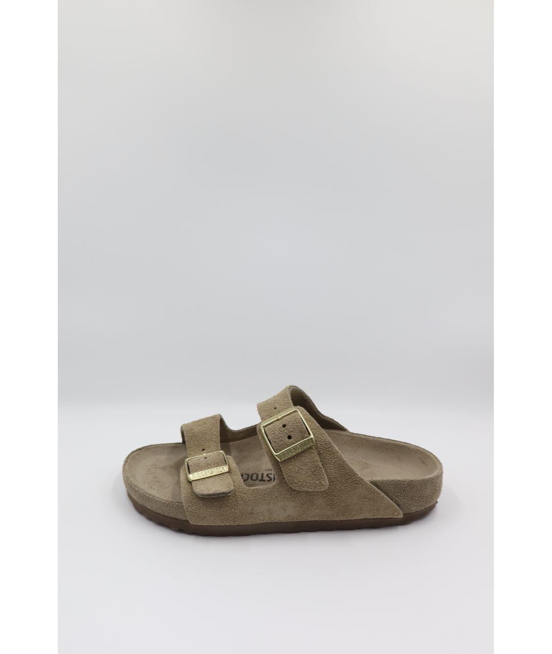 BIRKENSTOCK Бежевые замшевые сандалии, фото 6