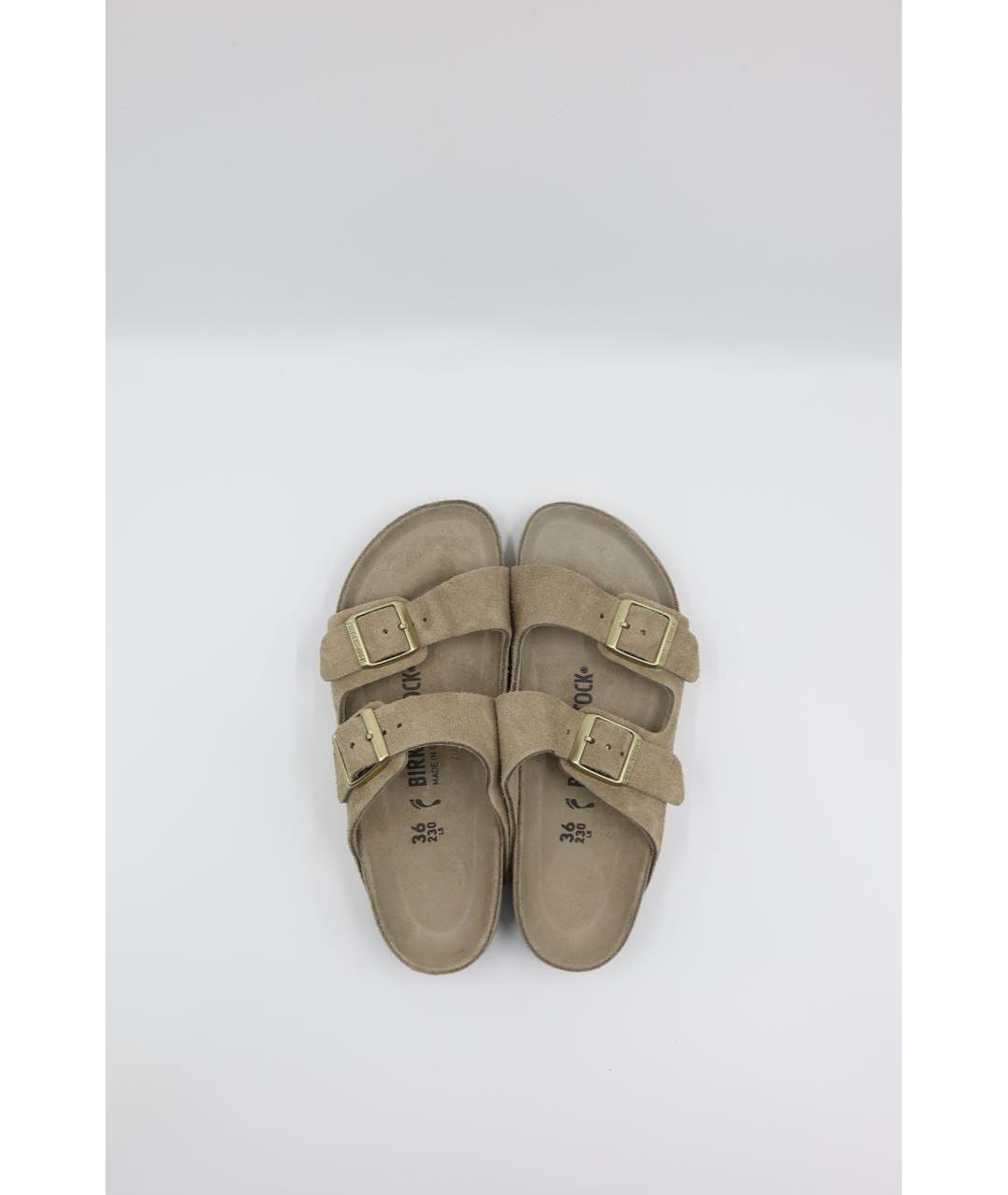 BIRKENSTOCK Бежевые замшевые сандалии, фото 5