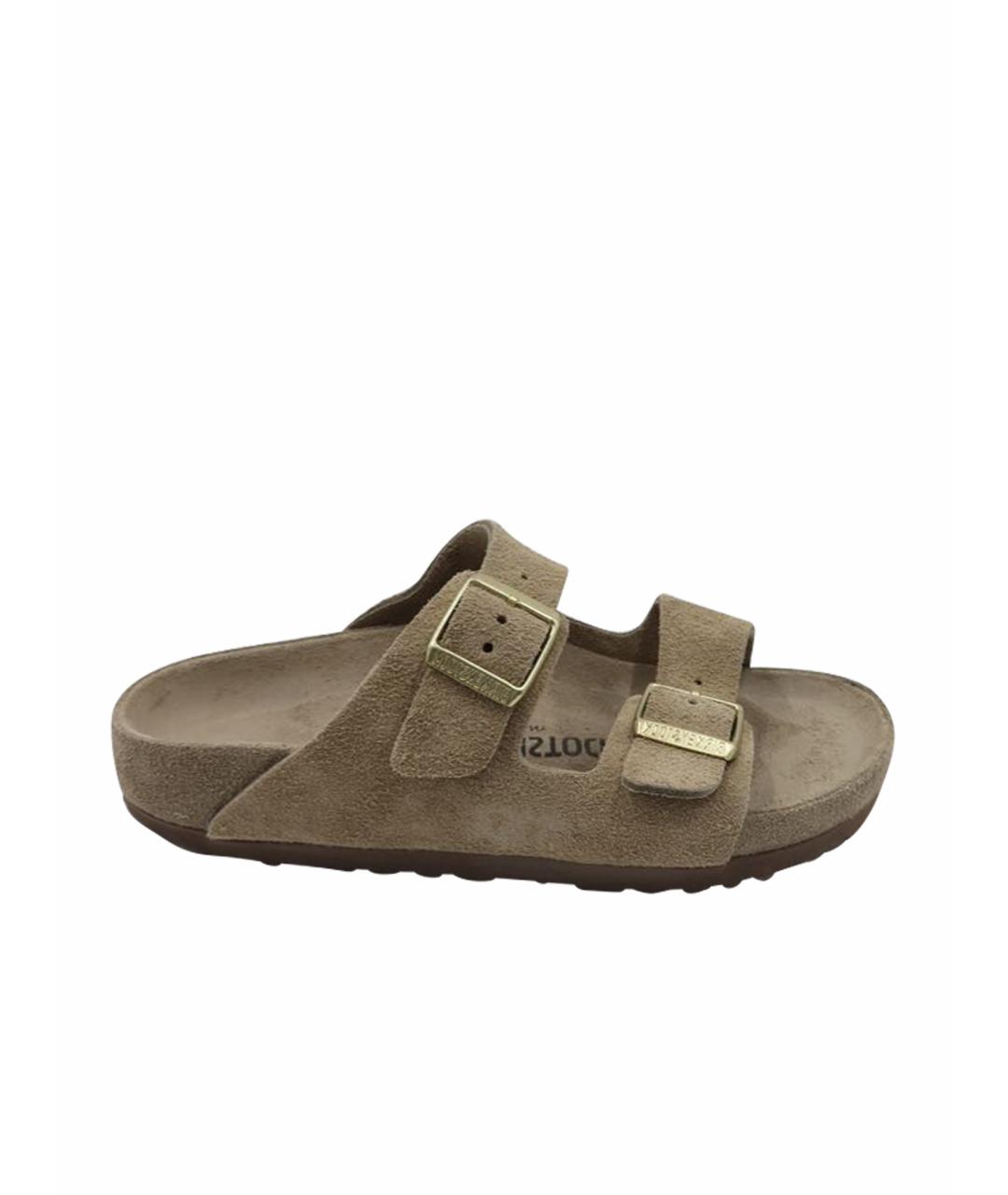 BIRKENSTOCK Бежевые замшевые сандалии, фото 1