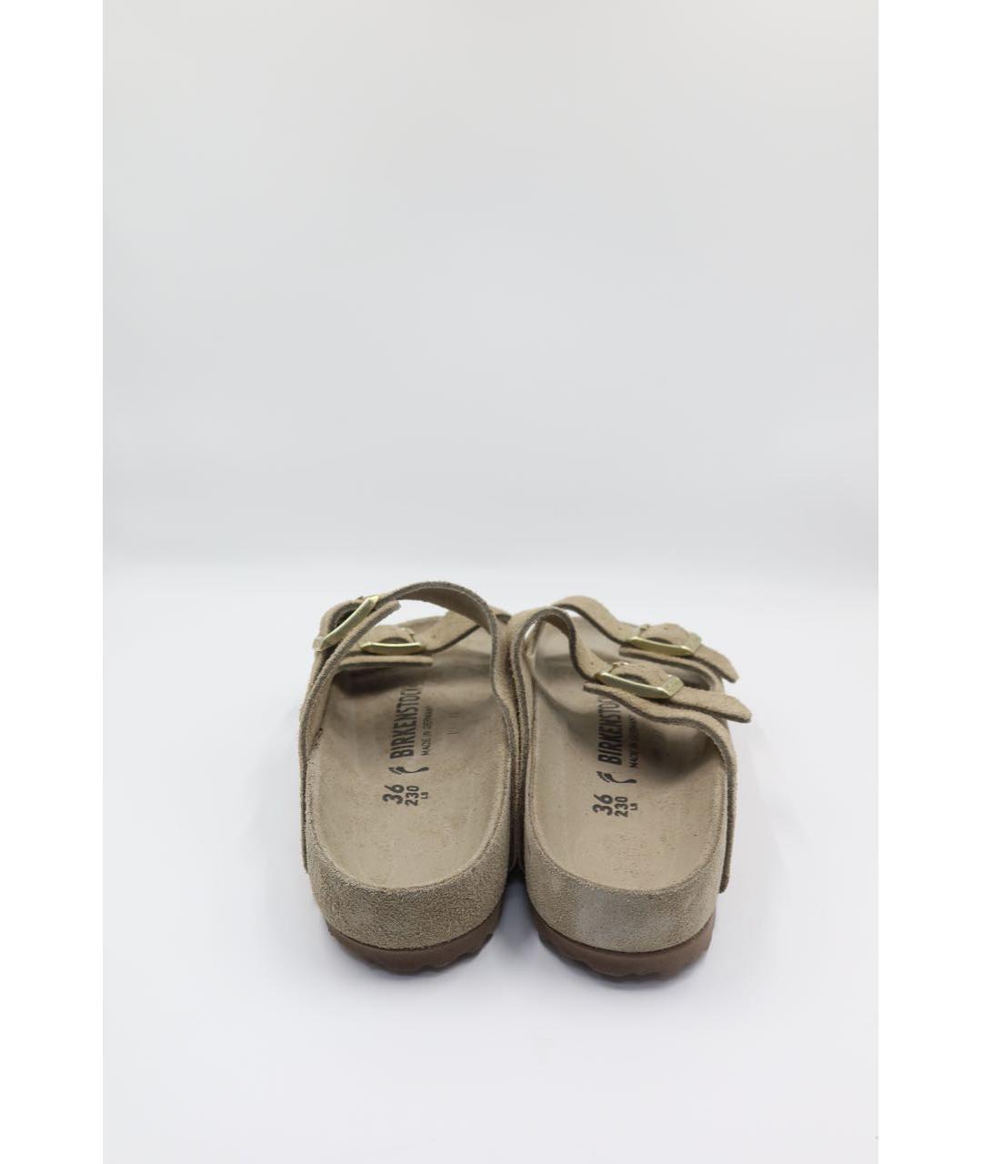 BIRKENSTOCK Бежевые замшевые сандалии, фото 4