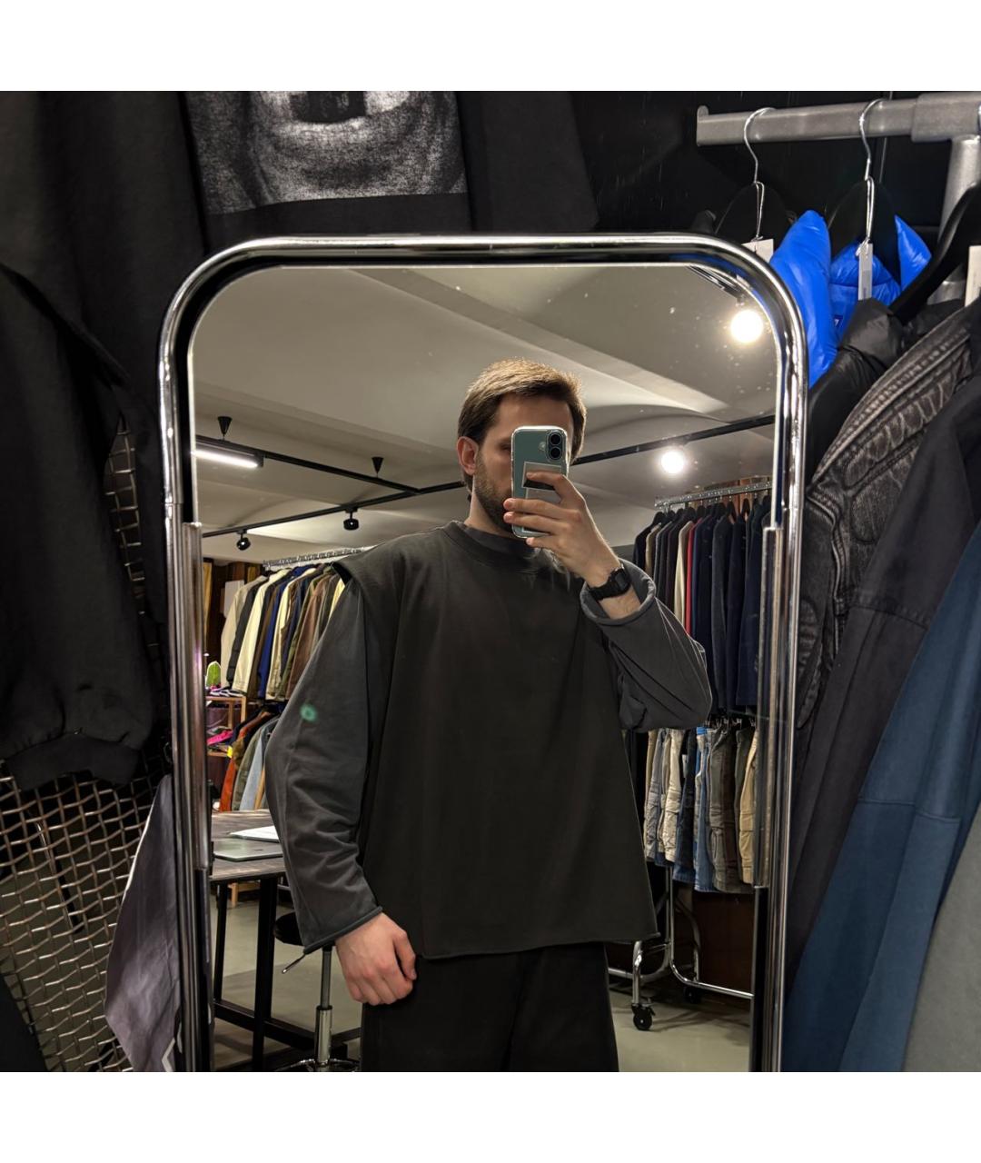 YEEZY Черная хлопковая майка, фото 8