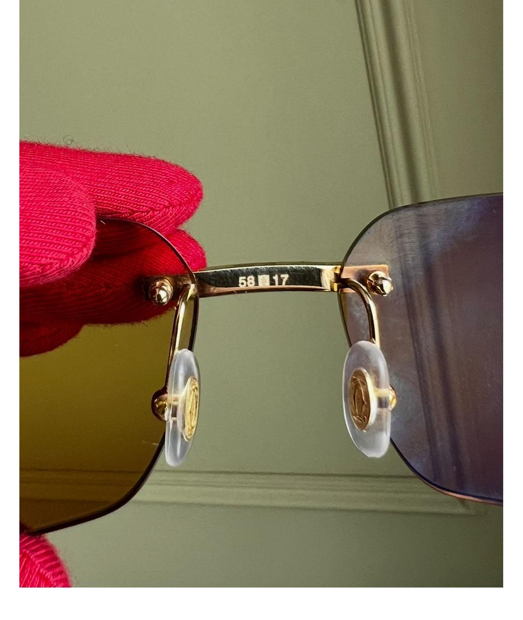 CARTIER Коричневые металлические солнцезащитные очки, фото 5