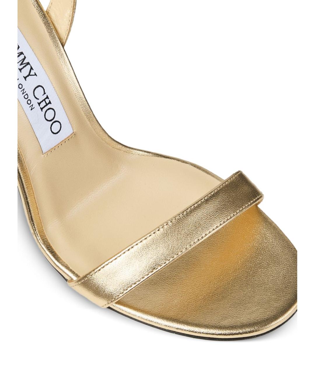 JIMMY CHOO Золотые кожаные босоножки, фото 5