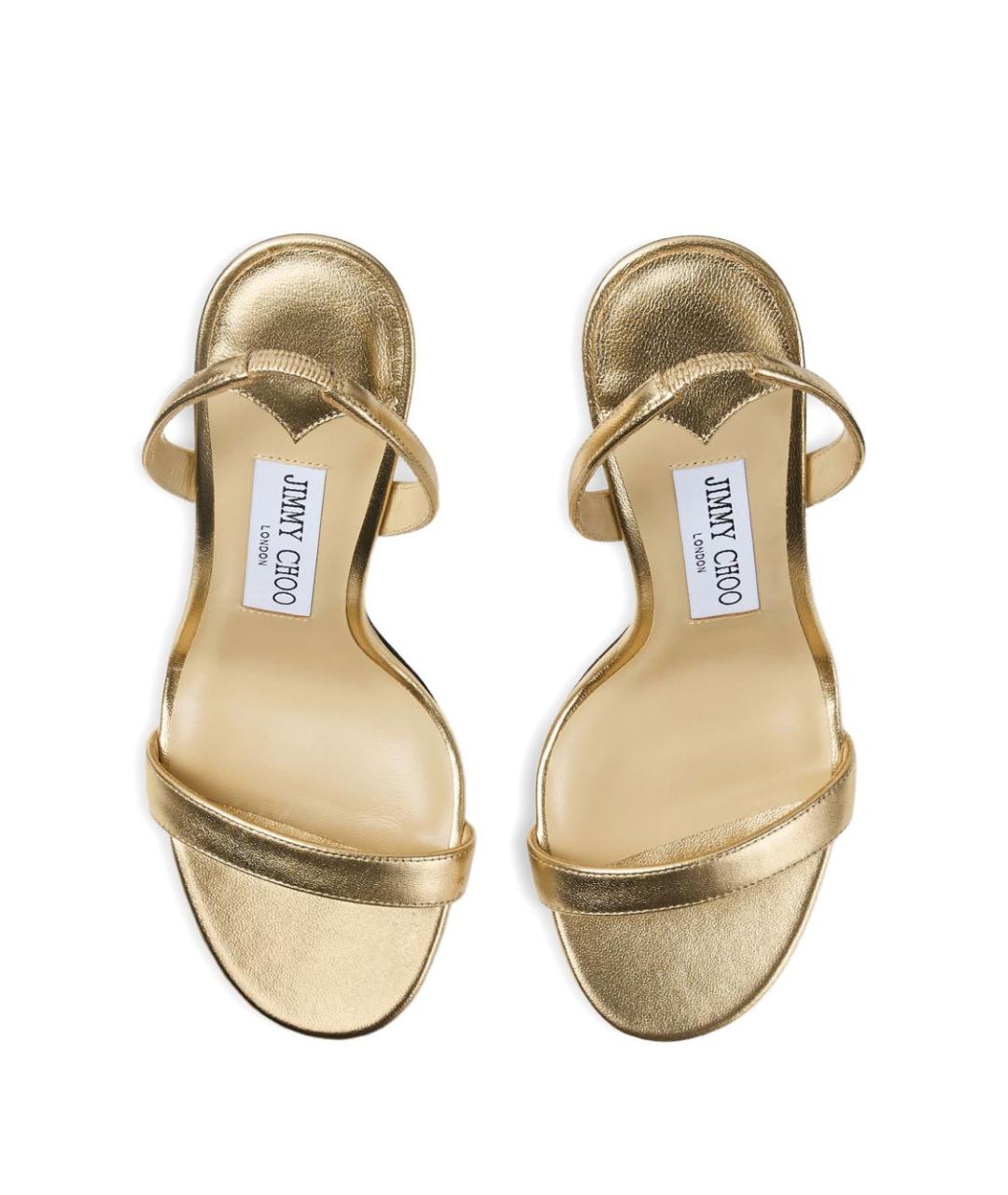 JIMMY CHOO Золотые кожаные босоножки, фото 3