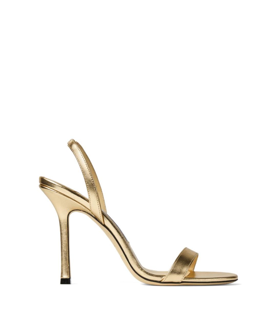 JIMMY CHOO Золотые кожаные босоножки, фото 1