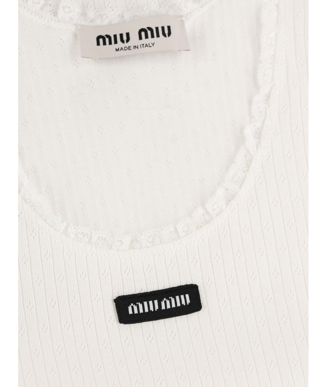 MIU MIU Белая хлопковая майка, фото 3