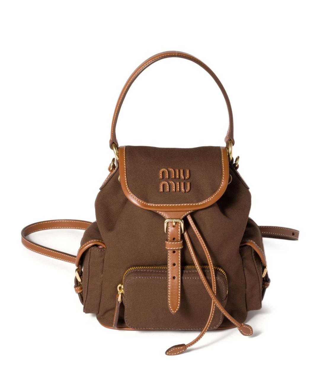 MIU MIU Коричневый тканевый рюкзак, фото 1