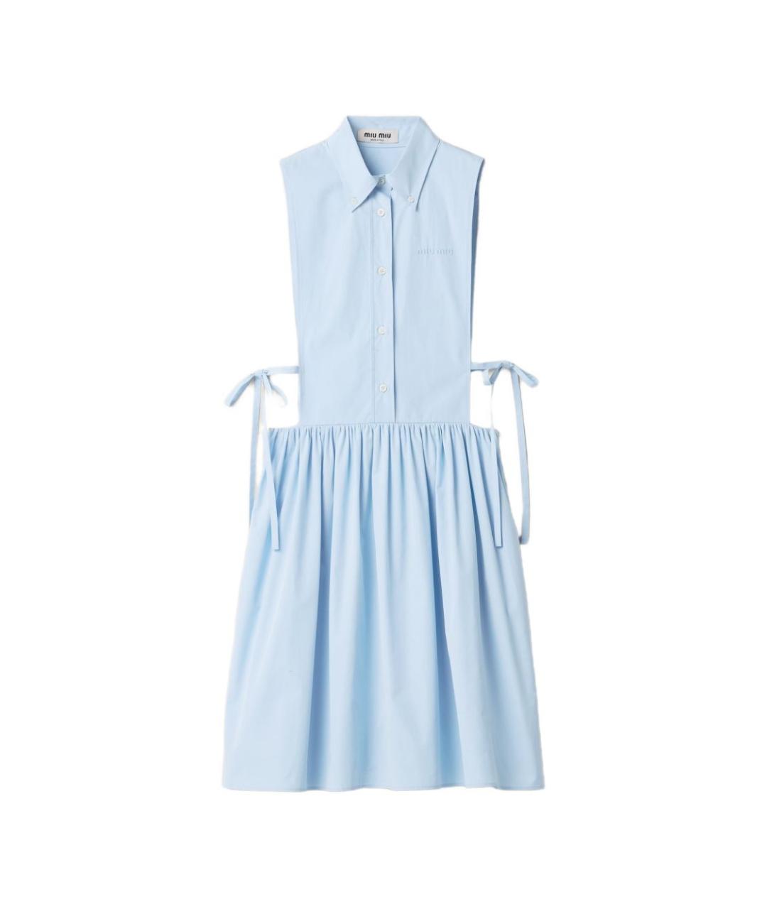 MIU MIU Голубое хлопковое повседневное платье, фото 1