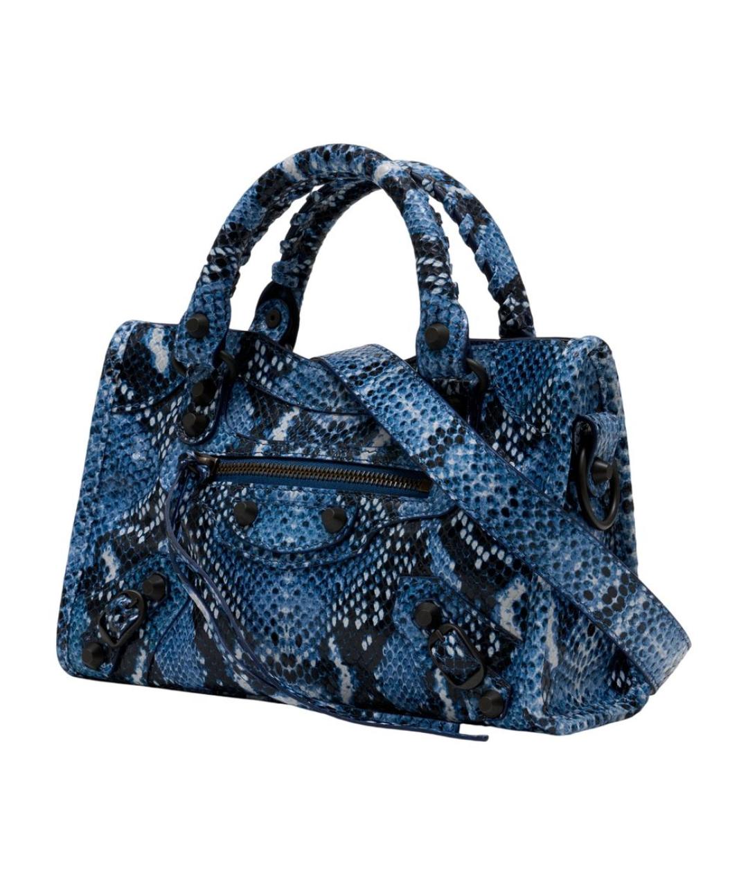 BALENCIAGA Синяя кожаная сумка тоут, фото 2