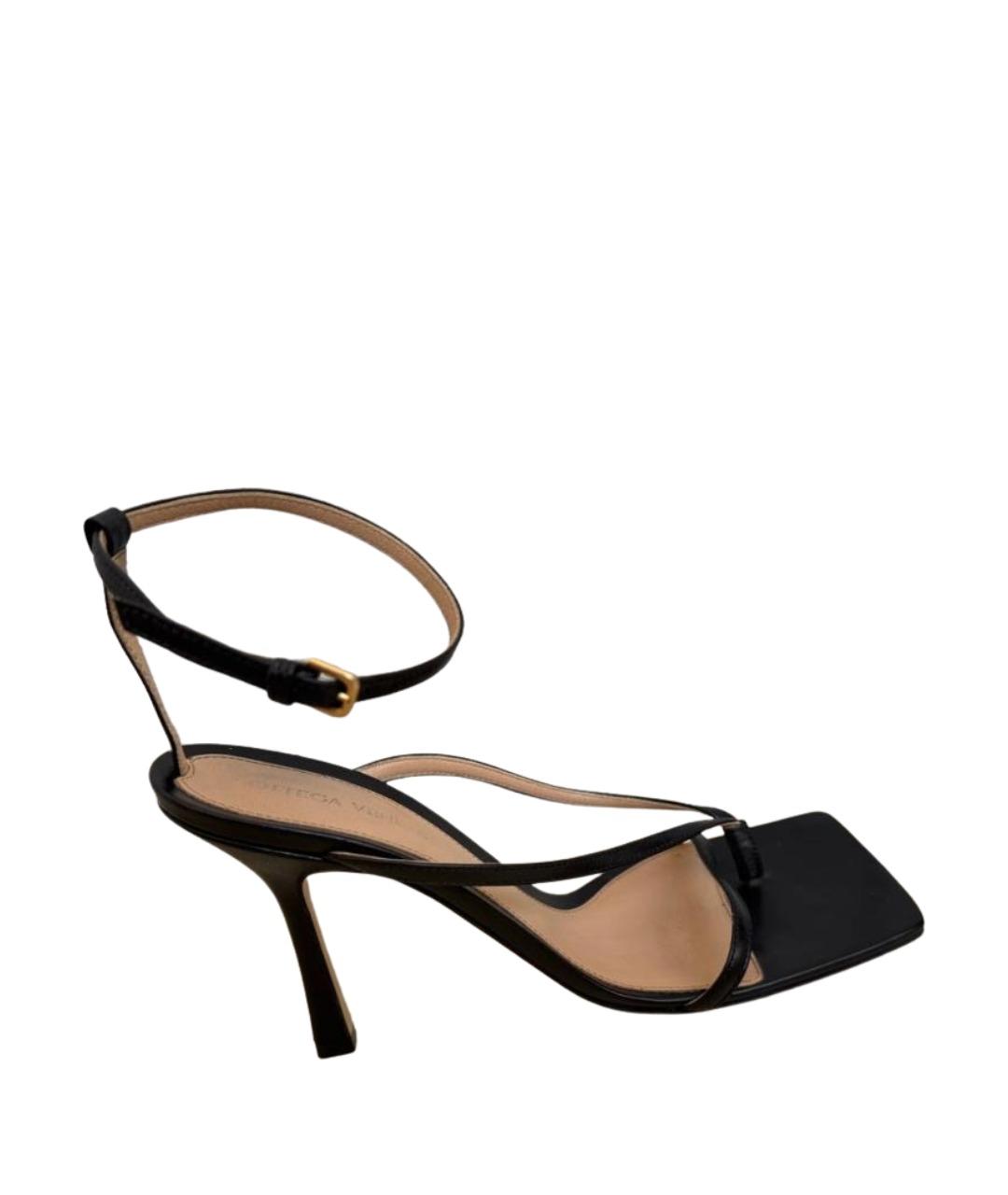 BOTTEGA VENETA Черные кожаные босоножки, фото 1