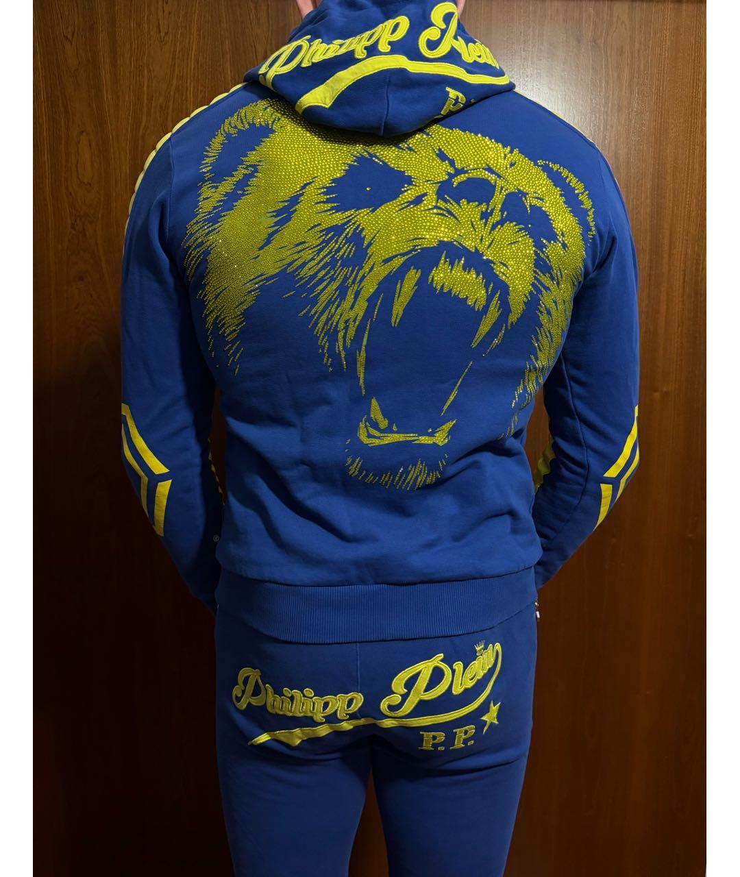 PHILIPP PLEIN Темно-синий хлопковый спортивный костюм, фото 7