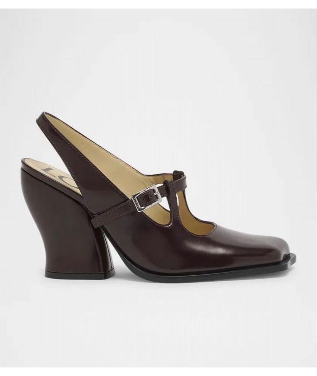LOEWE Бордовые кожаные босоножки, фото 9