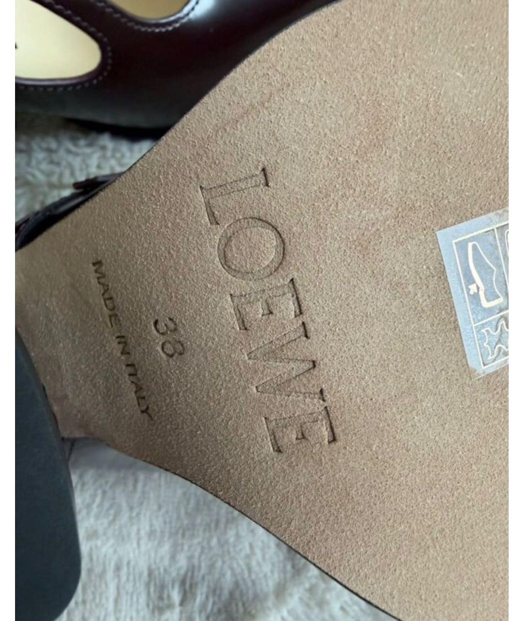 LOEWE Бордовые кожаные босоножки, фото 6