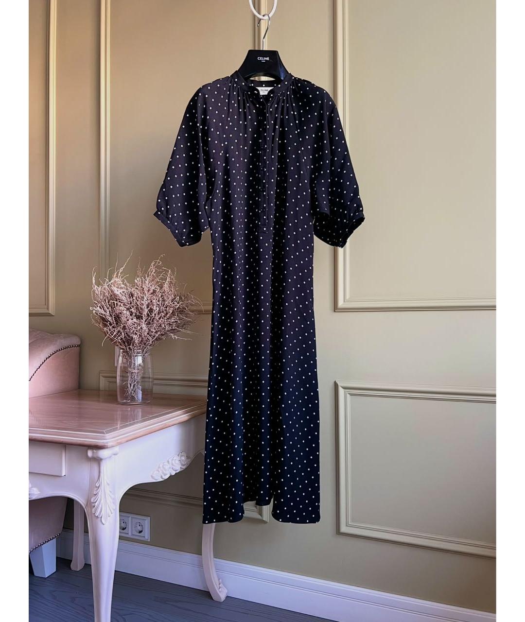 CELINE Черное вискозное повседневное платье, фото 2