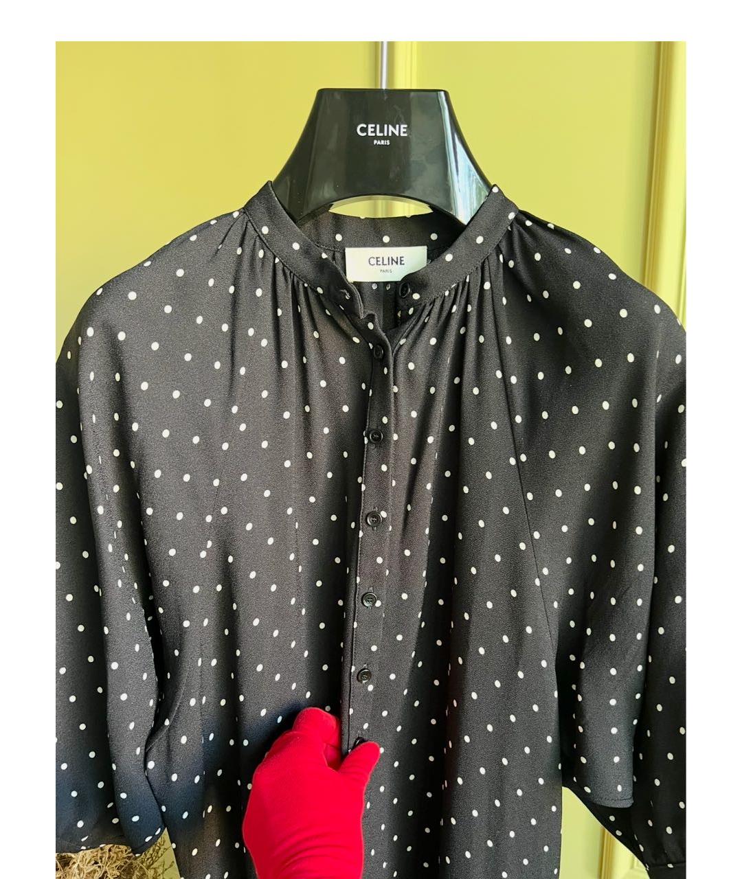 CELINE Черное вискозное повседневное платье, фото 3